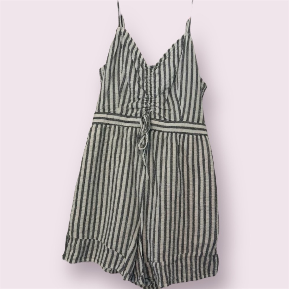 American Eagle Outfitters Black and White Striped Romper